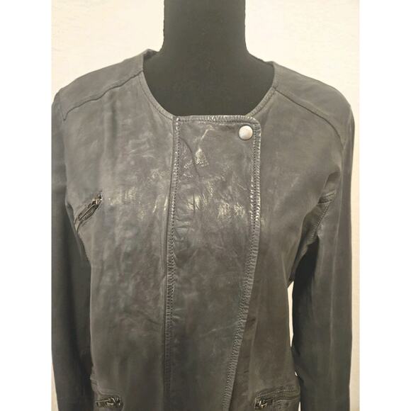 Jakett Soft Leather Jacket Gray Size Small - Picture 2 of 12